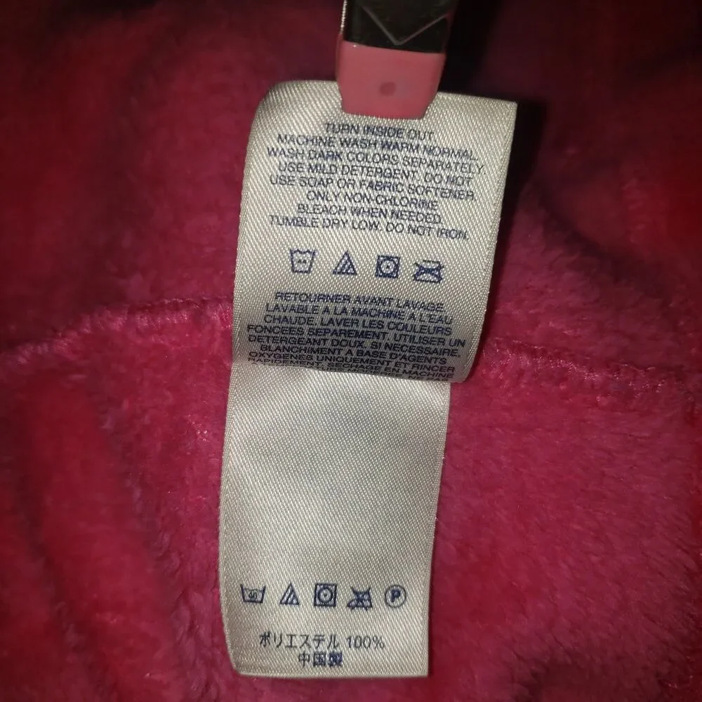 Lands End Pink Hooded Bathrobe Robe with Heart Pockets Girls Size 4